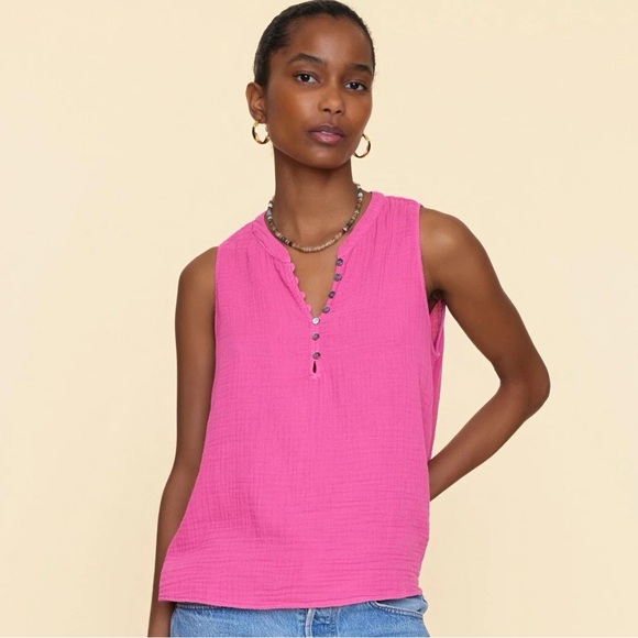 NWT Xirena Tish Top in Rose Lake - Pink Sleeveless Cotton Gauge Top sz M - Picture 3 of 7